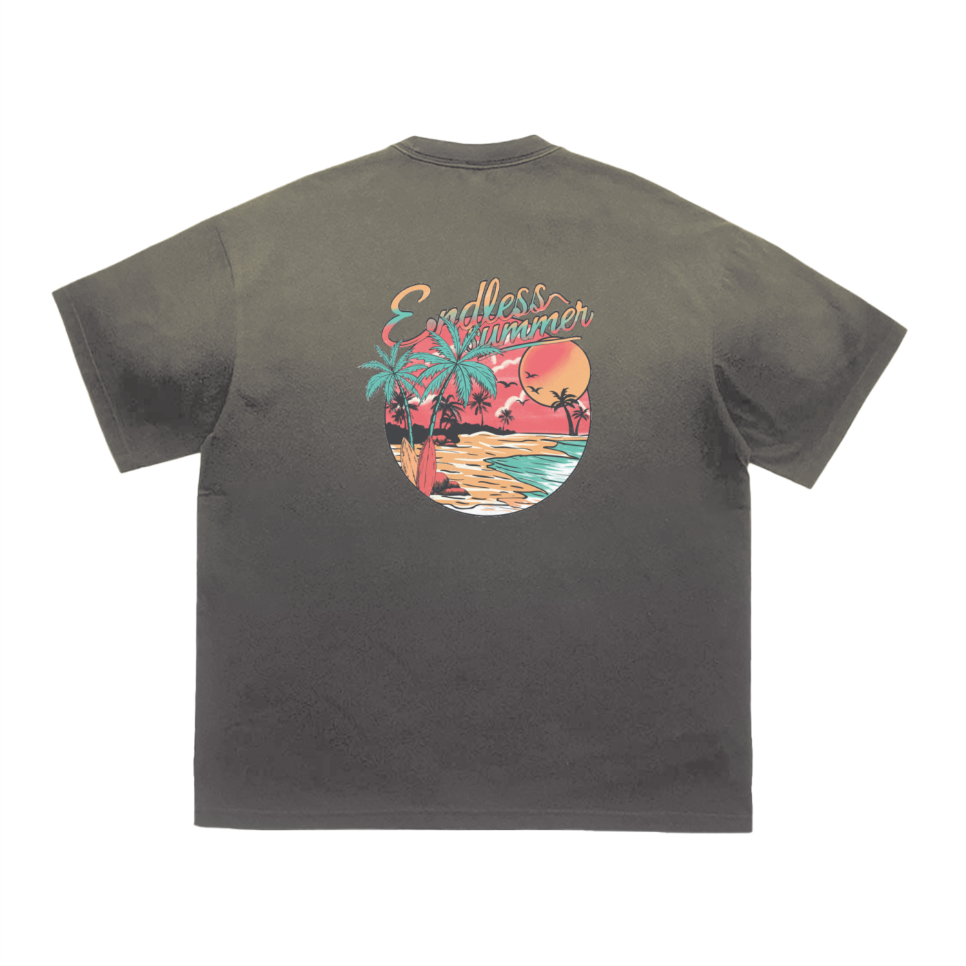 PREEVISION Vintage Washed Tiger Stripes Dyed Gradient T-Shirt - 250 GSM