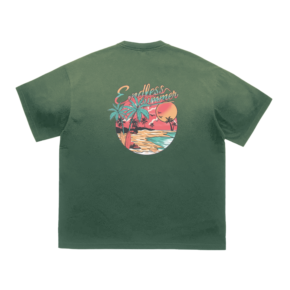 PREEVISION Vintage Washed Tiger Stripes Dyed Gradient T-Shirt - 250 GSM