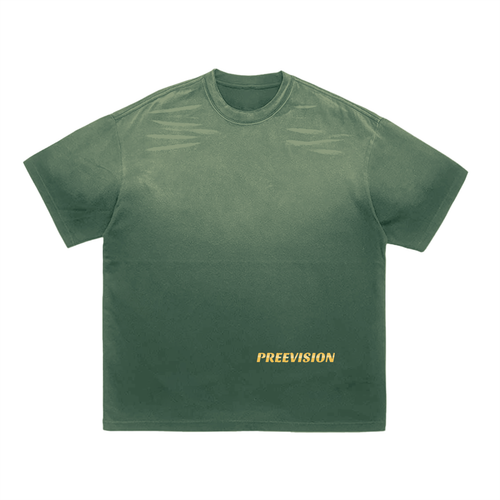 PREEVISION Vintage Washed Tiger Stripes Dyed Gradient T-Shirt - 250 GSM