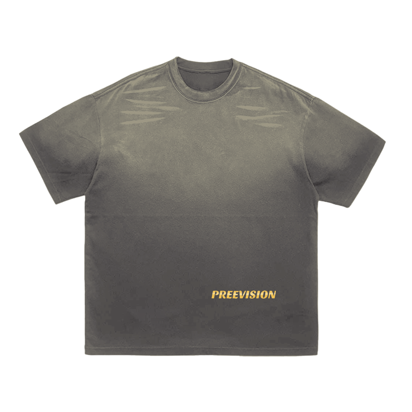 PREEVISION Vintage Washed Tiger Stripes Dyed Gradient T-Shirt - 250 GSM